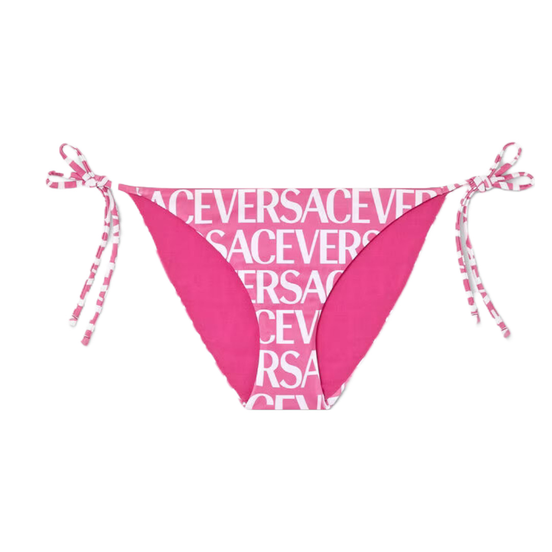 VERSACE VERSACE ALLOVER BIKINI BOTTOMS PINK/WHITE