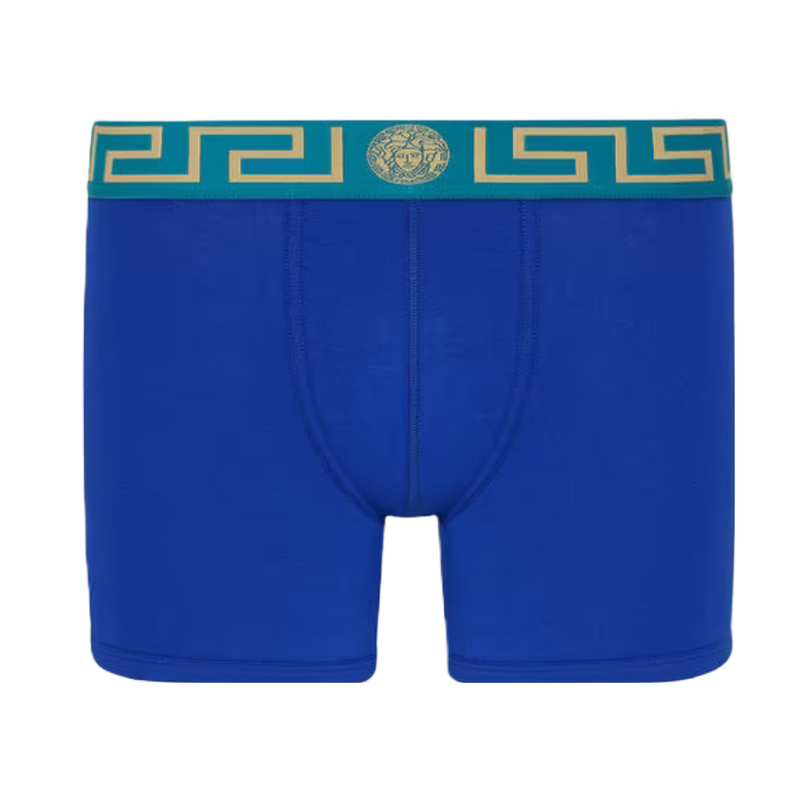 VERSACE GRECA BORDER LONG TRUNKS BLUE/GREEN