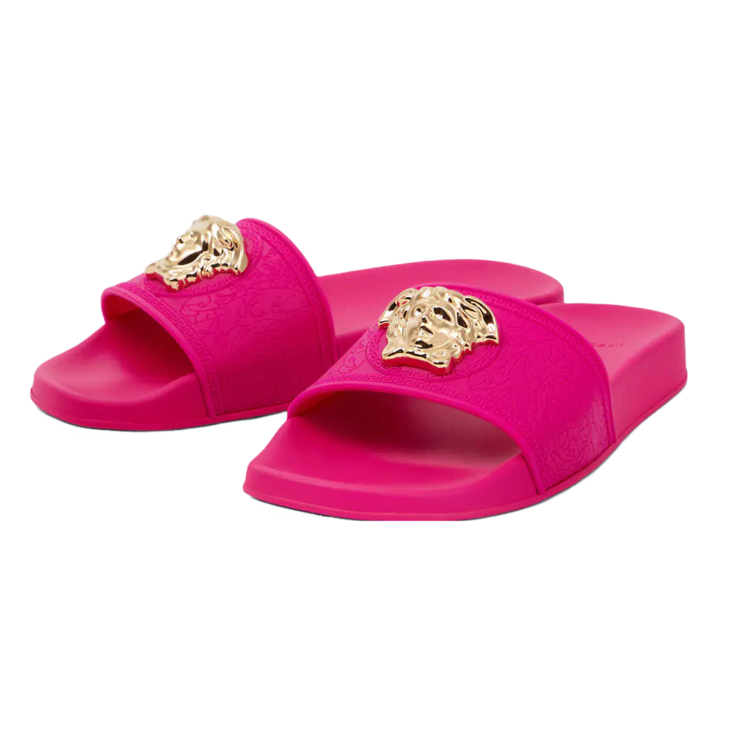 VERSACE WOMENS PALAZZO SLIDES FUXIA/GOLD – Enzo Clothing Store