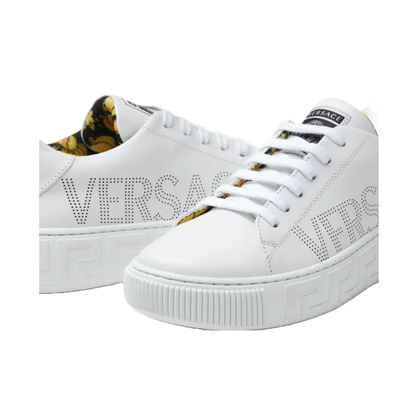 VERSACE LOGO GRECA BIG KIDS SNEAKERS WHITE/GOLD