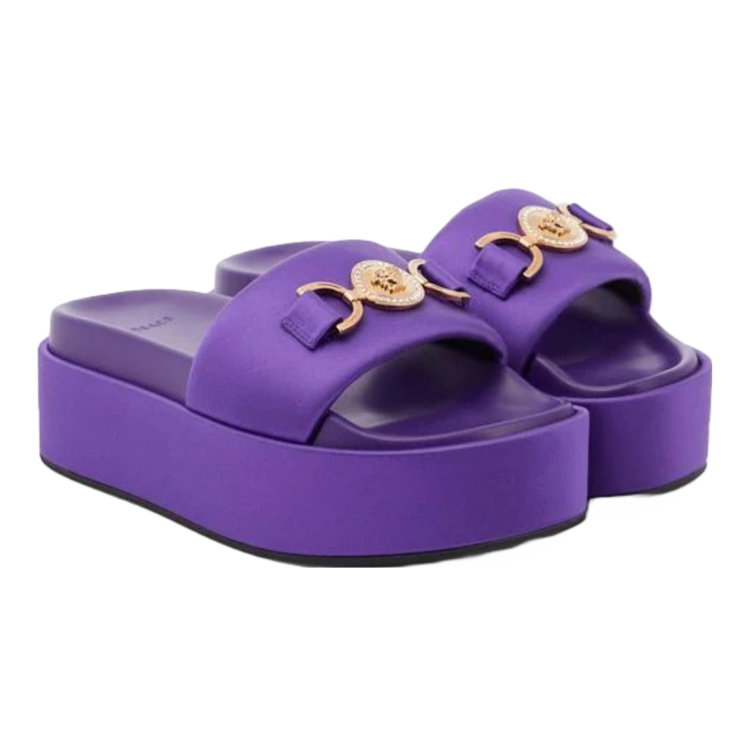 VERSACE MEDUSA '95 PLATFORM SANDALS DARK ORCHID