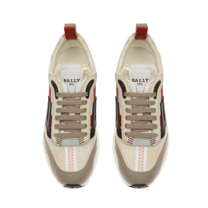 BALLY LEATHER SNEAKERS IN GREY/DUSTY WHITE/RED – Enzo Clothing Store