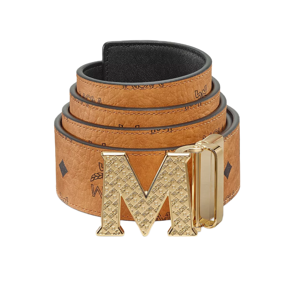 Mcm Men's Claus M Belt 1.5 in Visetos - Brown - Belts