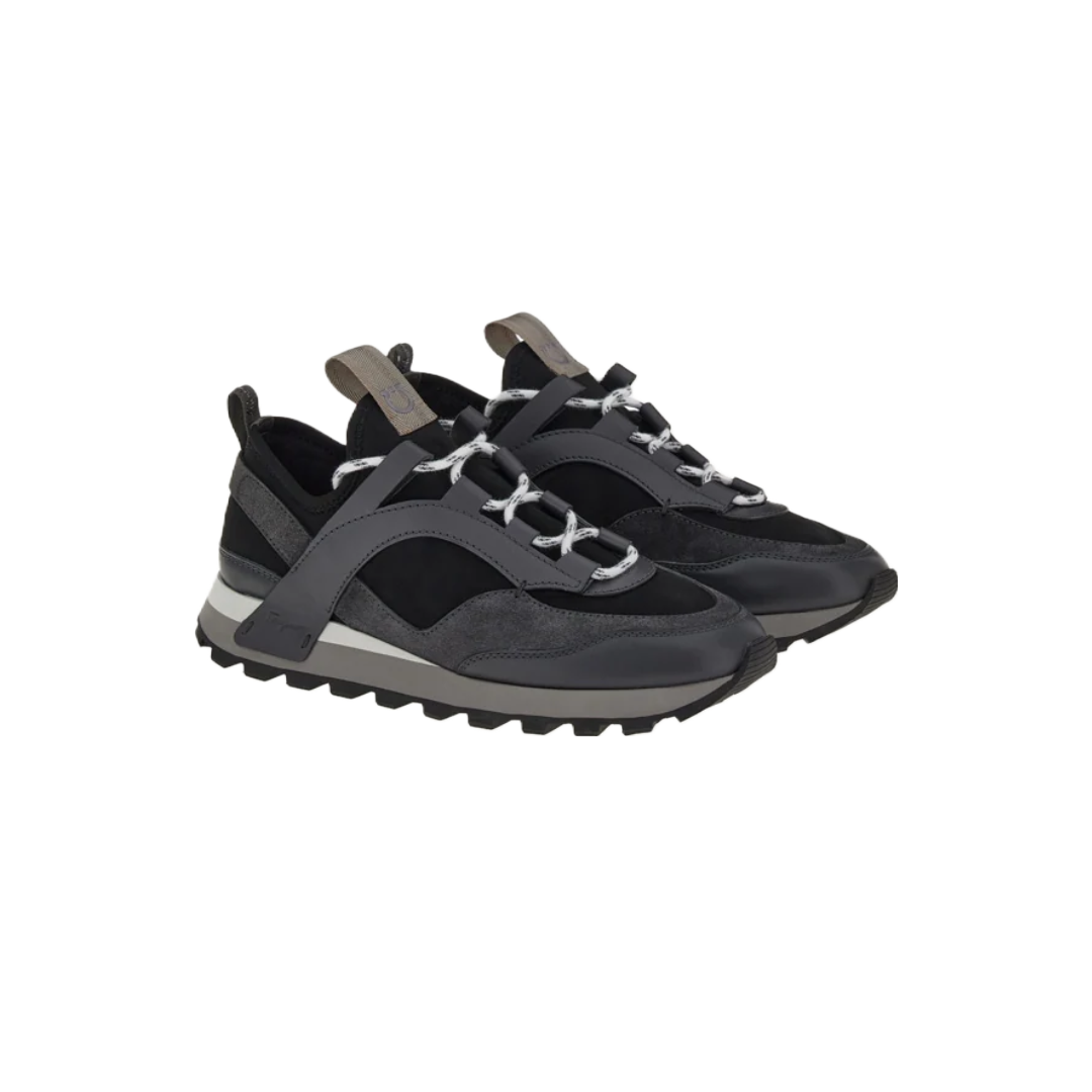 SALVATORE FERRAGAMO PULL-ON SNEAKER GREY/BLACK