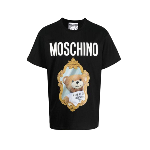 MOSCHINO MIRROR TEDDY BEAR JERSEY T-SHIRT BLACK