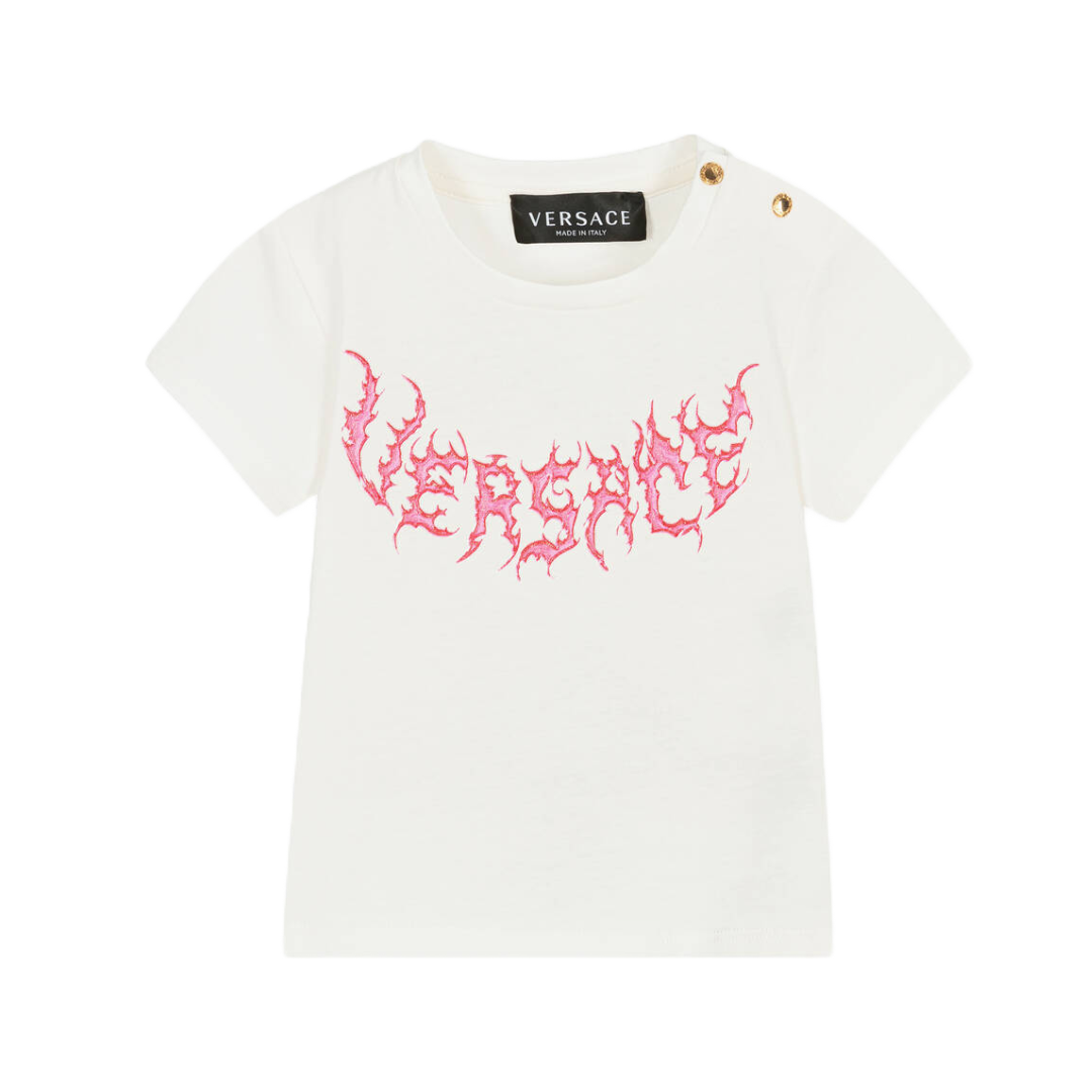 VERSACE LOGO BABY T-SHIRT WHITE/PINK