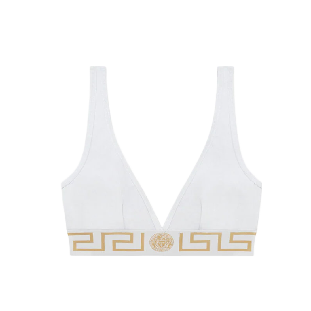 VERSACE GRECA BORDER BRALETTE WHITE/GOLD