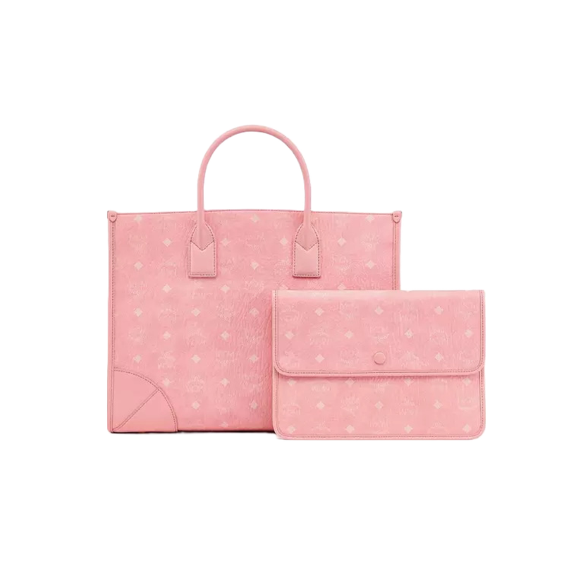 MCM LARGE MUNCHEN TOTE IN VISETOS PINK