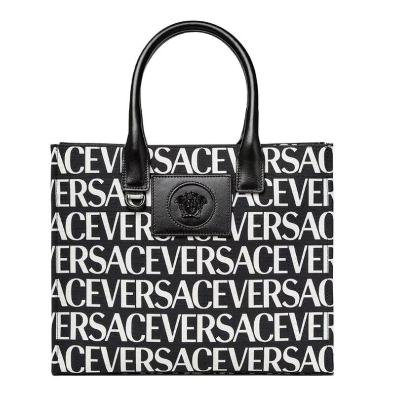 VERSACE ALL OVER TOTE BAG BLACK/WHITE