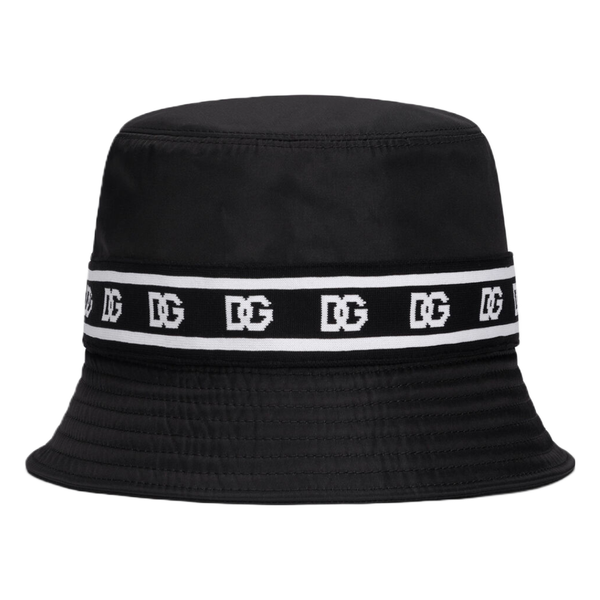 DOLCE & GABBANA BUCKET HAT WITH BRANDED BAND PRINT