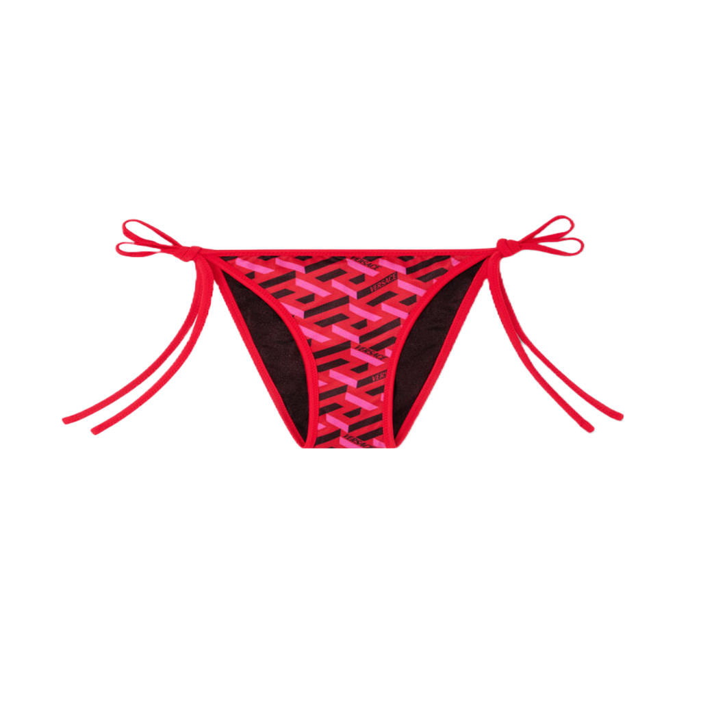 Versace Underwear Red La Greca Thong 'Dark Red