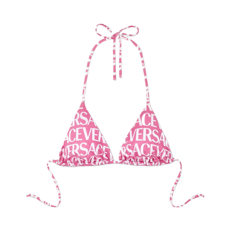 VERSACE VERSACE ALLOVER BIKINI TOP PINK WHITE Enzo Clothing Store