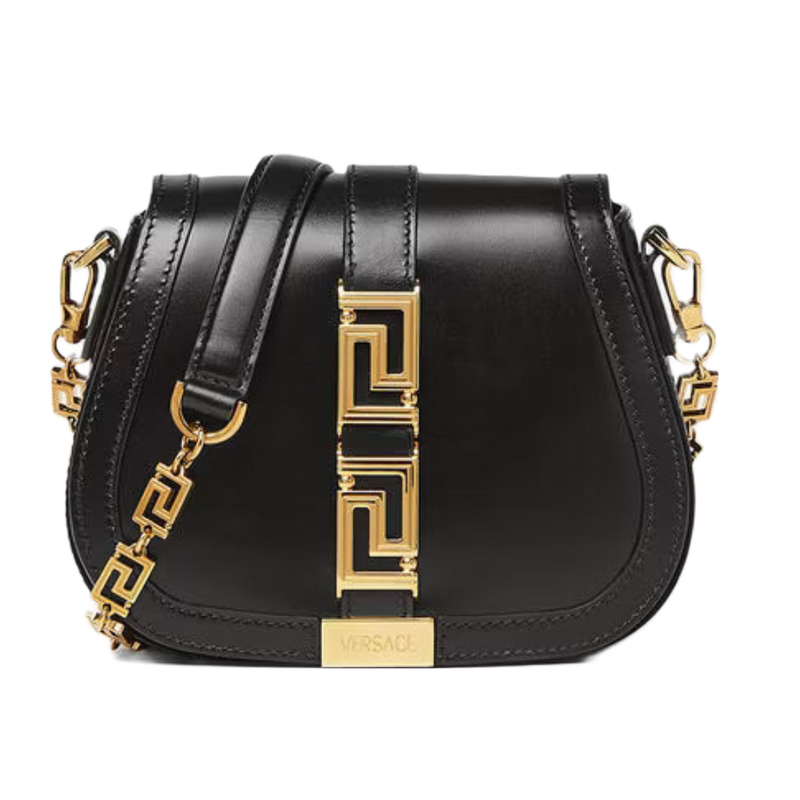 Greca Goddess Mini leather tote bag in black - Versace