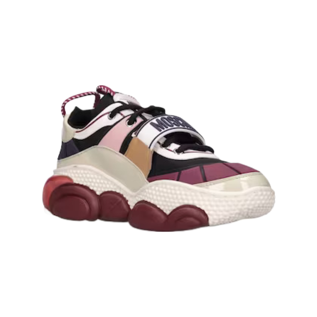 MOSCHINO TEDDY POP SHOES BURGUNDY/TAN/PINK