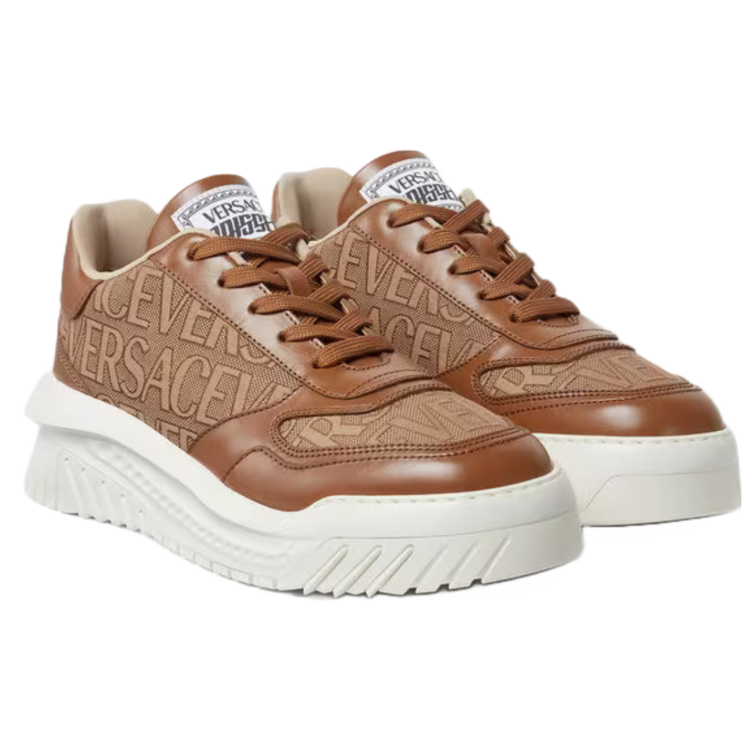 VERSACE ALLOVER ODISSEA SNEAKERS BEIGE/MARRONE