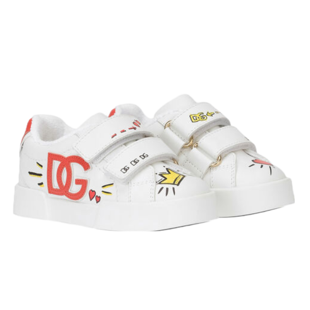 KIDS DOLCE AND GABBANA FIRST STEPS PORTOFINO LIGHT SNEAKERS WITH LOGO