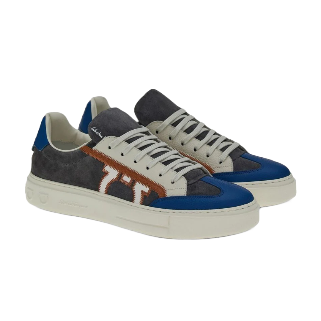 FERRAGAMO GANCINI LOGO EMBROIDERED SNEAKERS