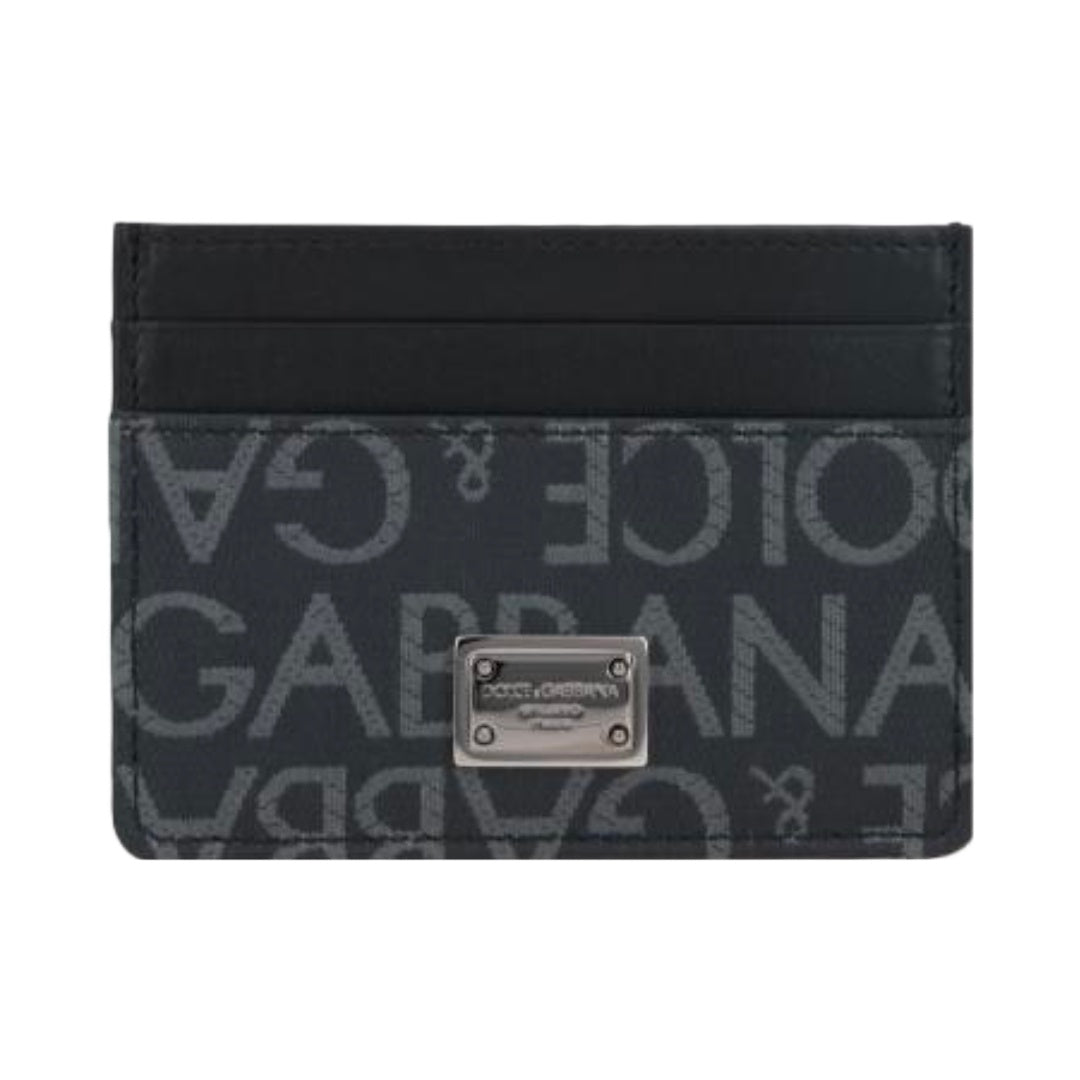 DOLCE & GABBANA JAQUARD LOGO CARDHOLDER BLACK/GREY