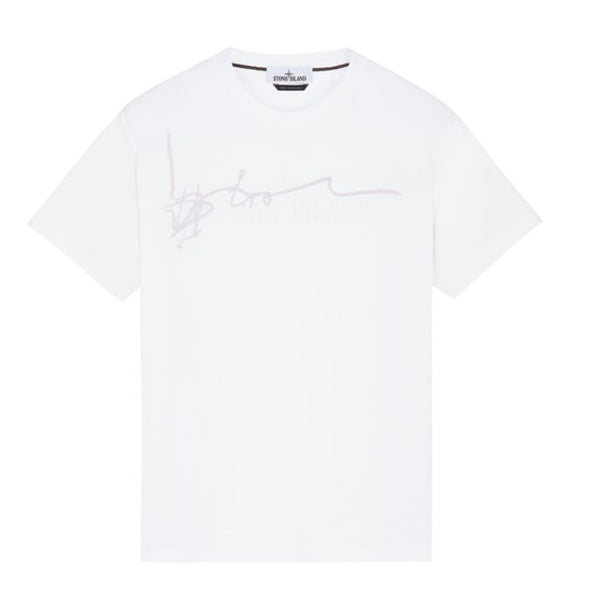 STONE ISLAND 2NS80 30/1 COTTON JERSEY 'INK TWO' PRINT WHITE