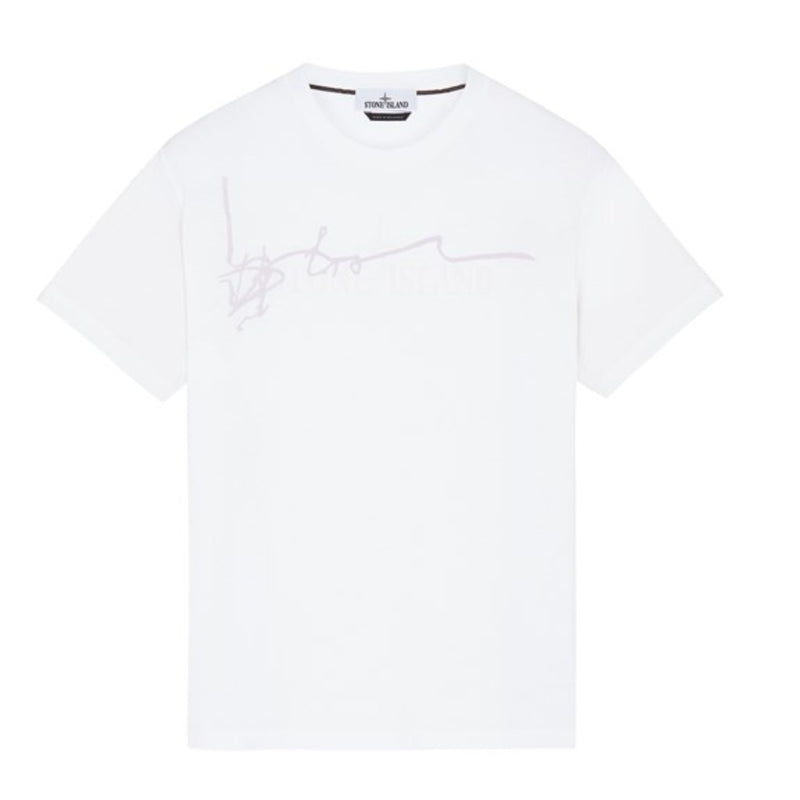 STONE ISLAND 2NS80 30/1 COTTON JERSEY 'INK TWO' PRINT WHITE