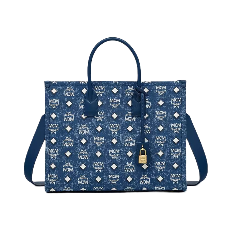 Mcm Munchen Small Tote Bag - Blue