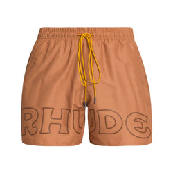 RHUDE LOGO SWIM TRUNK CAMEL