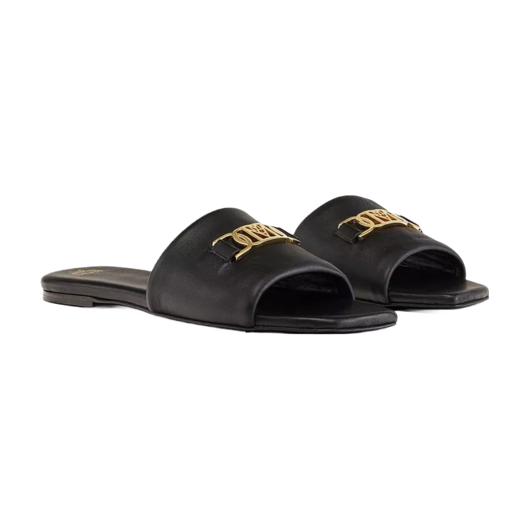 MCM WOMENS MODE TRIVIA FLAT SANDALS BLACK