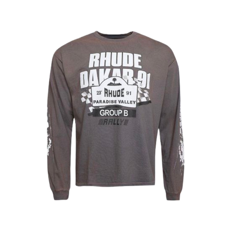 RHUDE DAKAR 91 LS TEE VINTAGE GREY