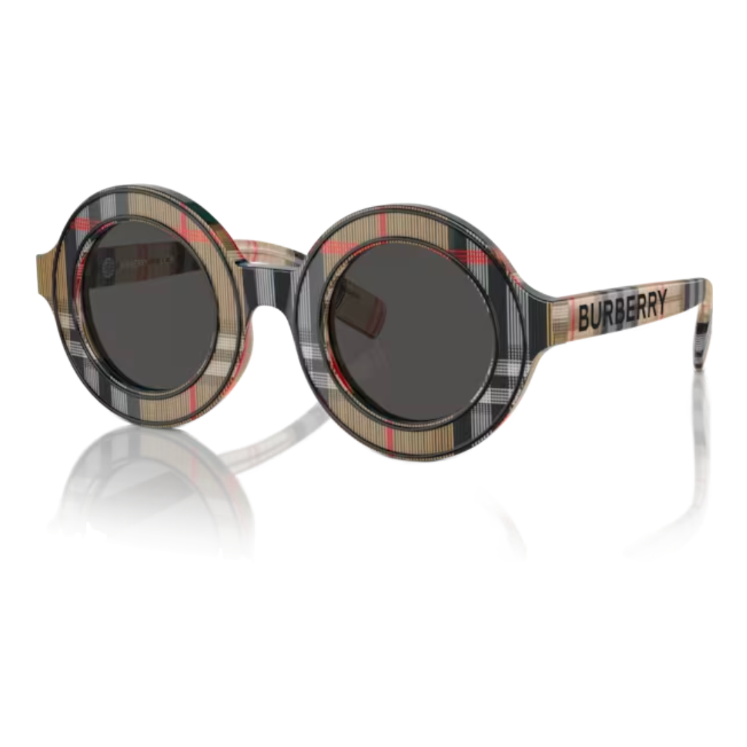 KIDS BURBERRY KID'S ROUND CHECKER PRINT SUNGLASSES