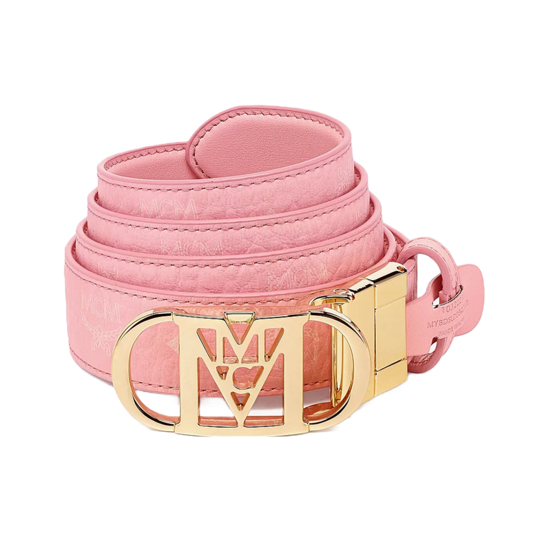MCM Visetos Reversible M Belt - Pink in Red