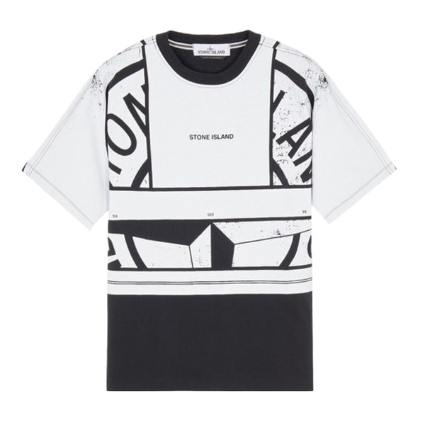 STONE ISLAND COTTON JERSEY 'MOSAIC ONE' PRINT BLACK