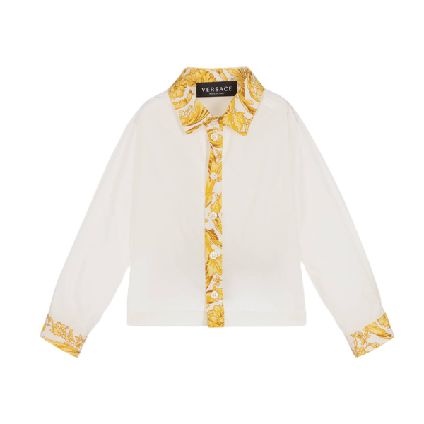 VERSACE BABY BAROQUE PRINT DRESS. SHIRT WHITE/GOLD