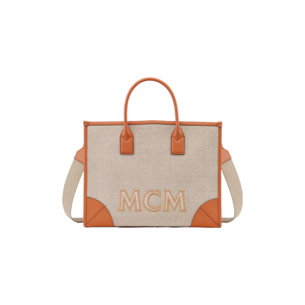 MCM LARGE MUNCHEN TOTE IN ITALIAN CANVAS