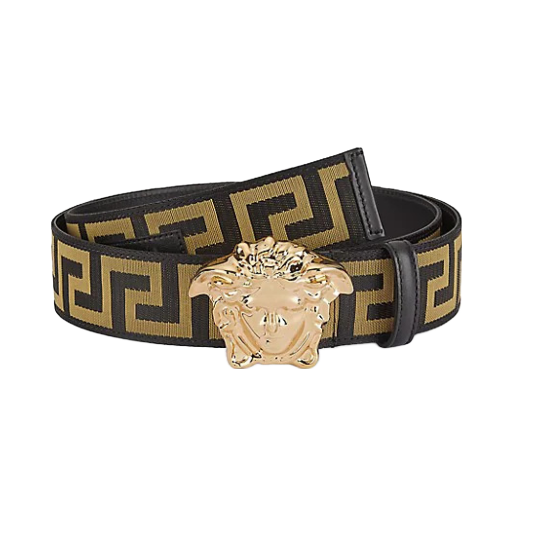 VERSACE LA MEDUSA LA GRECA LEATHER BELT