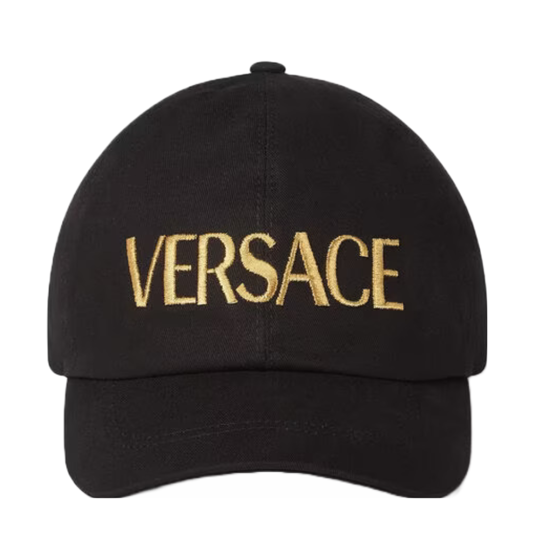 VERSACE GOLD EMBROIDERED LOGO BASEBALL CAP