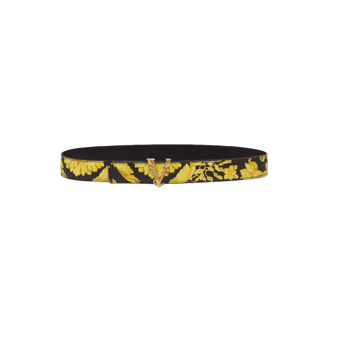 VERSACE VIRTUS BAROCCO LEATHER BELT GOLD/BLACK