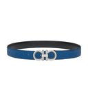SALVATORE FERRAGAMO REVERSIBLE AND ADJUSTABLE GANCINI BELT DENIM/BLACK
