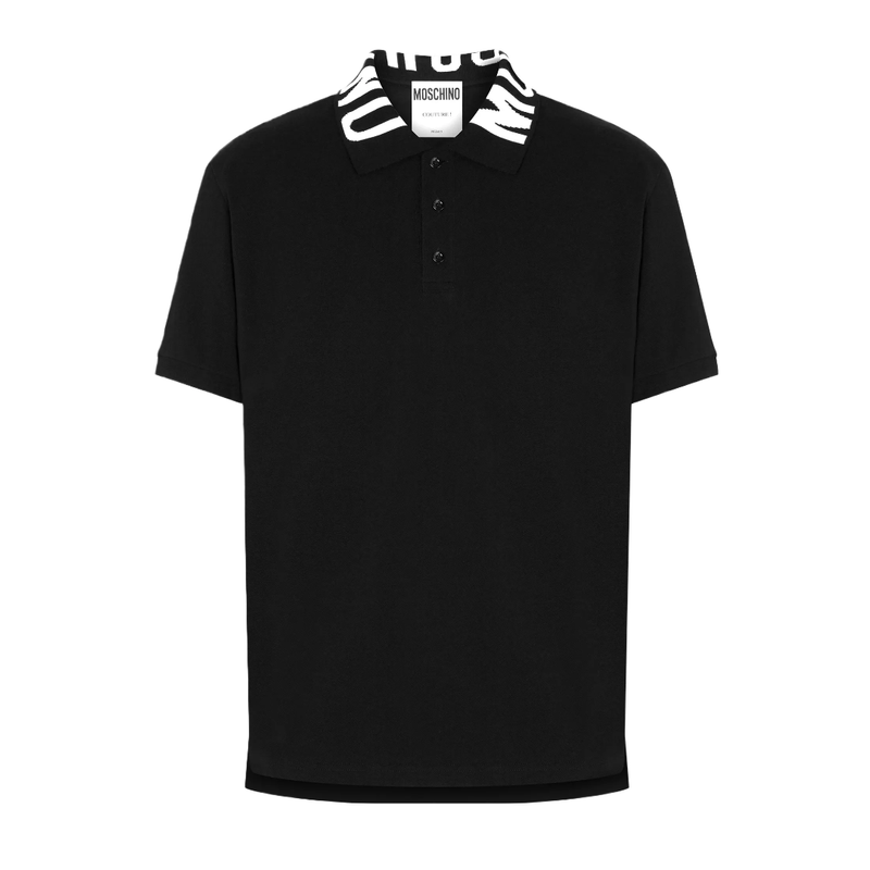 MOSCHINO PIQUE POLO SHIRT WITH LOGO COLLAR