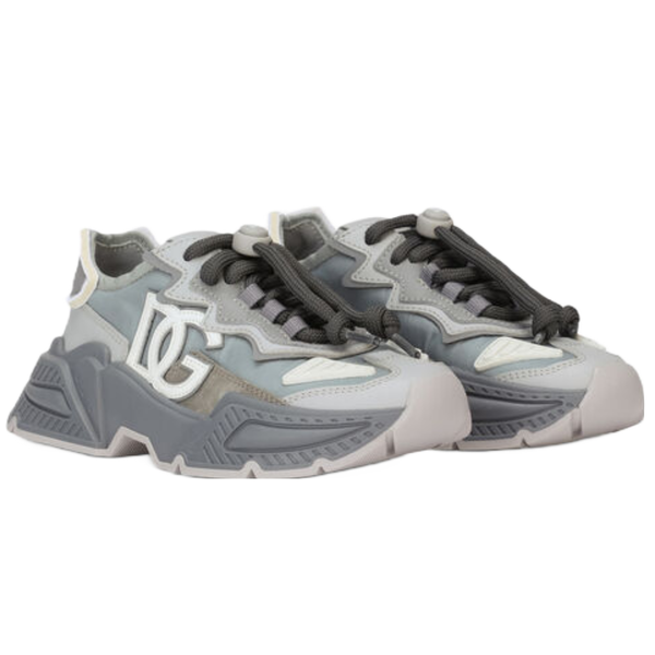 DOLCE AND GABBANA TODDLER MIXED-MATERIAL DAYMASTER SNEAKERS GREY