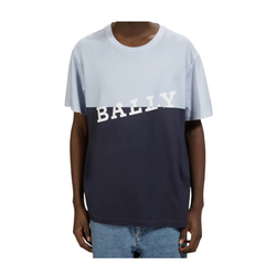 BALLY COTTON TSHIRT IN LIGHT BLUE AND MIDNIGHT BLUE