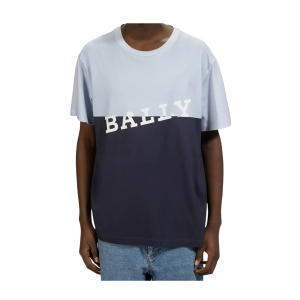 BALLY COTTON TSHIRT IN LIGHT BLUE AND MIDNIGHT BLUE