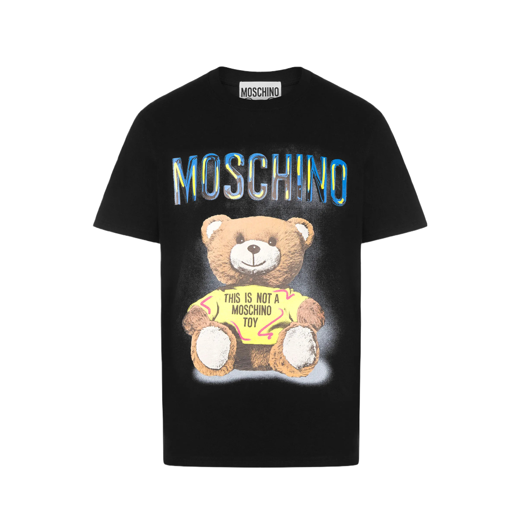 MOSCHINO TEDDY BEAR ORGANIC JERSEY T-SHIRT BLACK