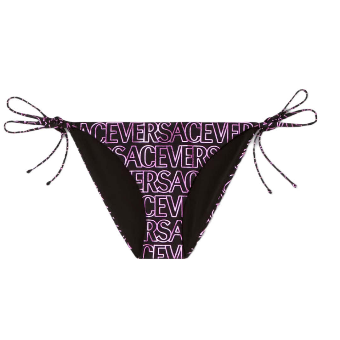 VERSACE ALLOVER BIKINI BOTTOM BLACK/PINK