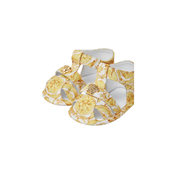 VERSACE BAROCCO BABY SANDALS WHITE/GOLD