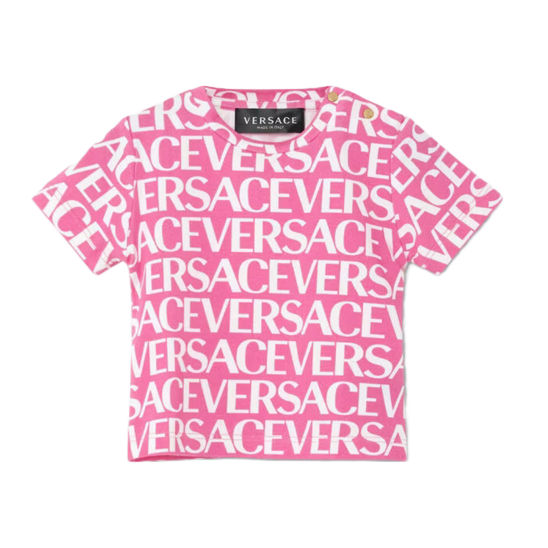 VERSACE ALLOVER BABY T-SHIRT PINK