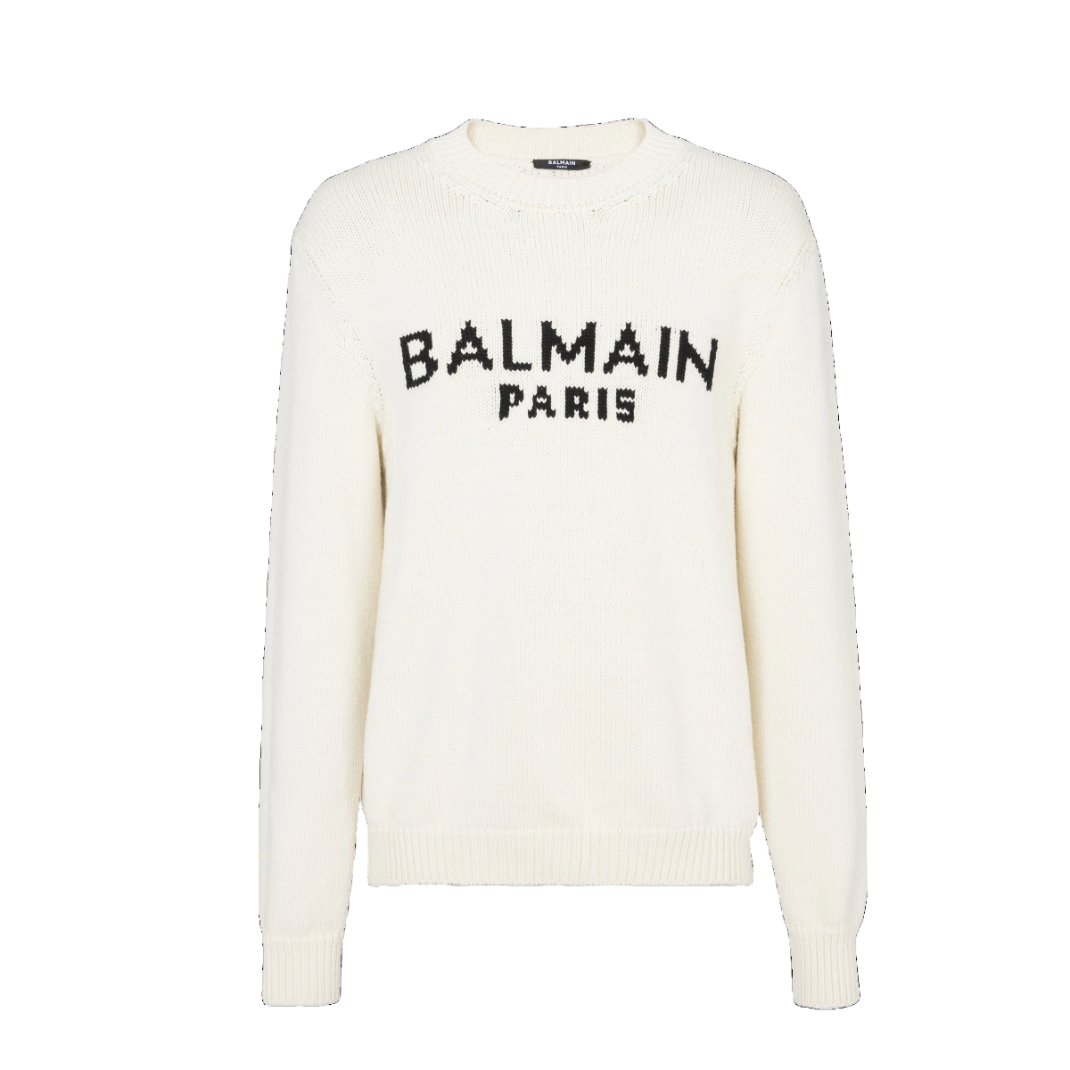 BALMAIN MERINO KNIT JUMPER BEIGE SWEATSHIRT