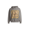 BALLY MENS TRAIN PRINT HOODIE IN GREY MELANGE COTTON