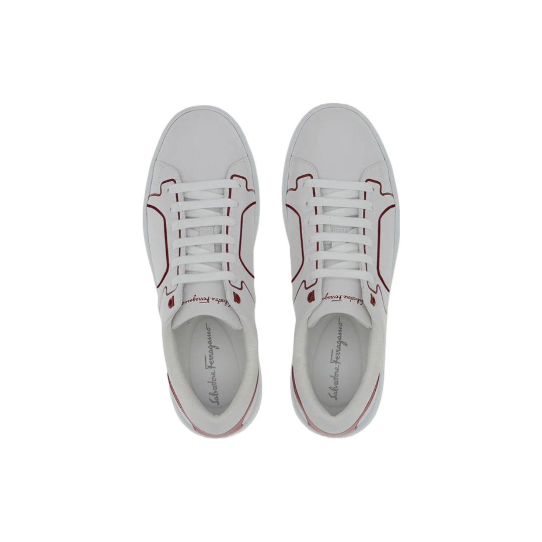 SALVATORE FERRAGAMO GANCINI SNEAKER WHITE/ROUGE