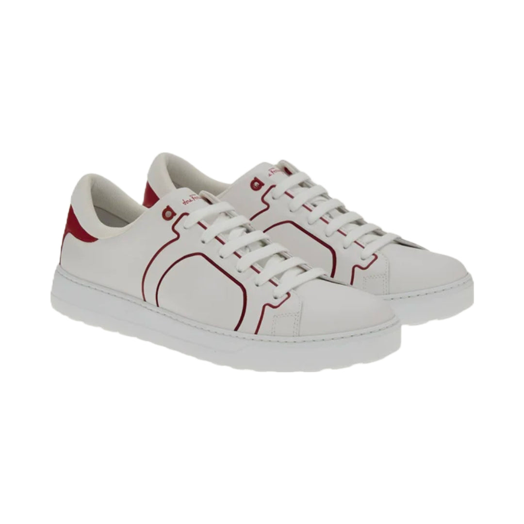 SALVATORE FERRAGAMO GANCINI SNEAKER WHITE/ROUGE