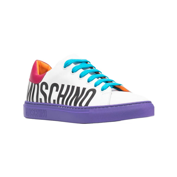 MOSCHINO LEATHER SNEAKERS LOGO MULTICOLOR